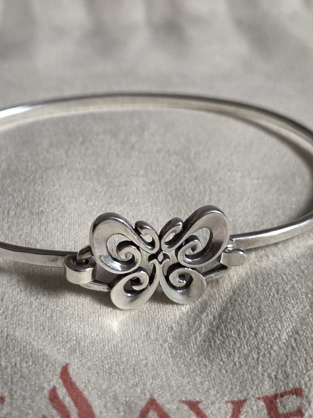 Retired James Avery Sterling Silver Butterfly Bangle Bracelet